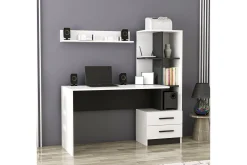 Puijas Skrivebord 120 cm med Oppbevaring Skuff+Hyller+Vegghy