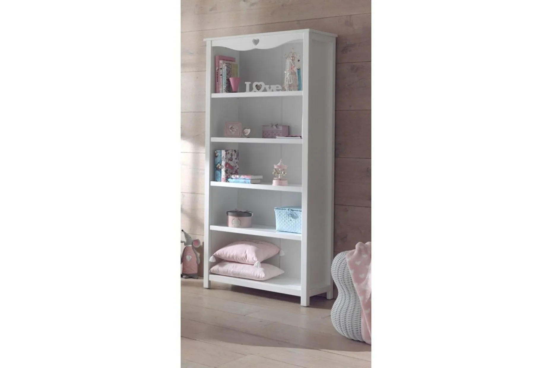 Pult med bokhylle Amori Hvit
