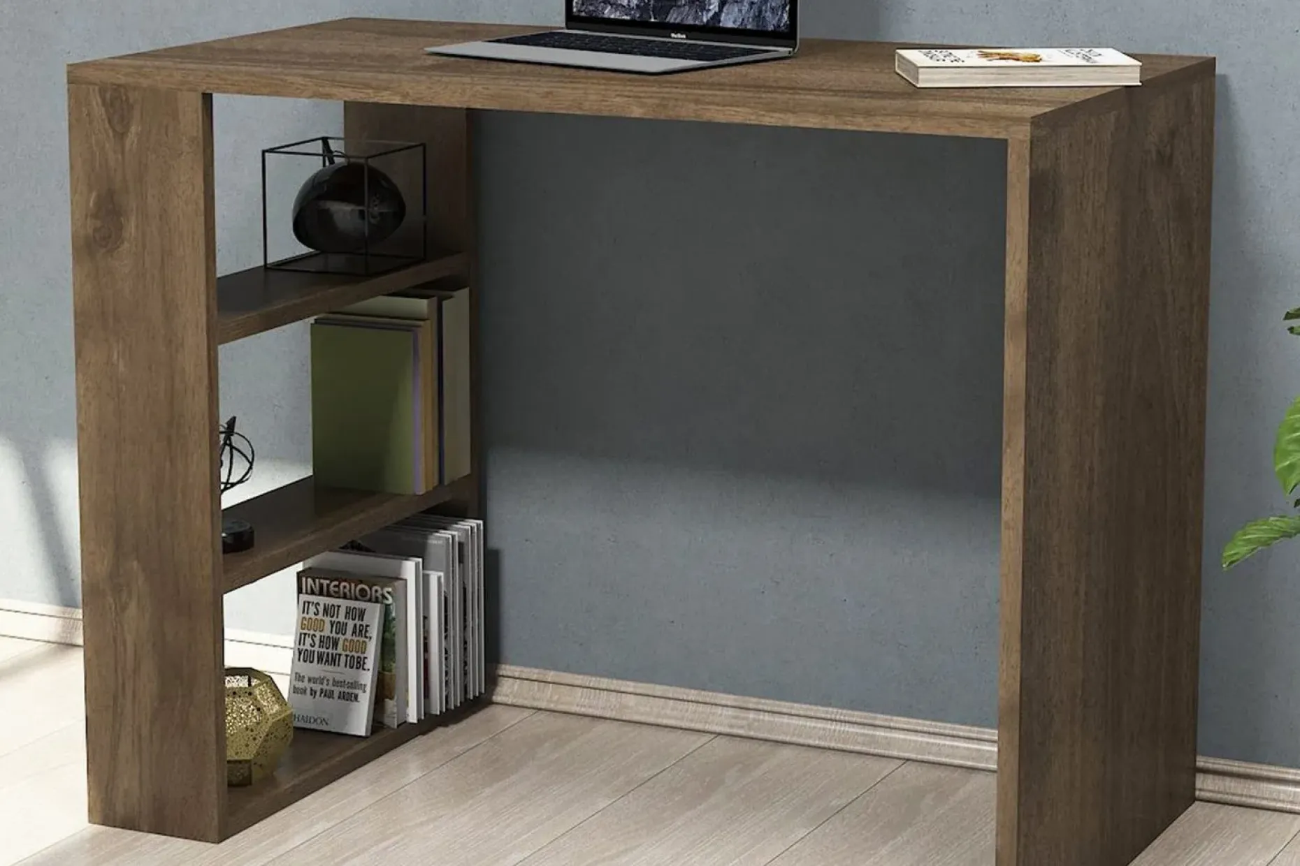 Puqa Design Skrivebord 90 cm med Oppbevaringshyller