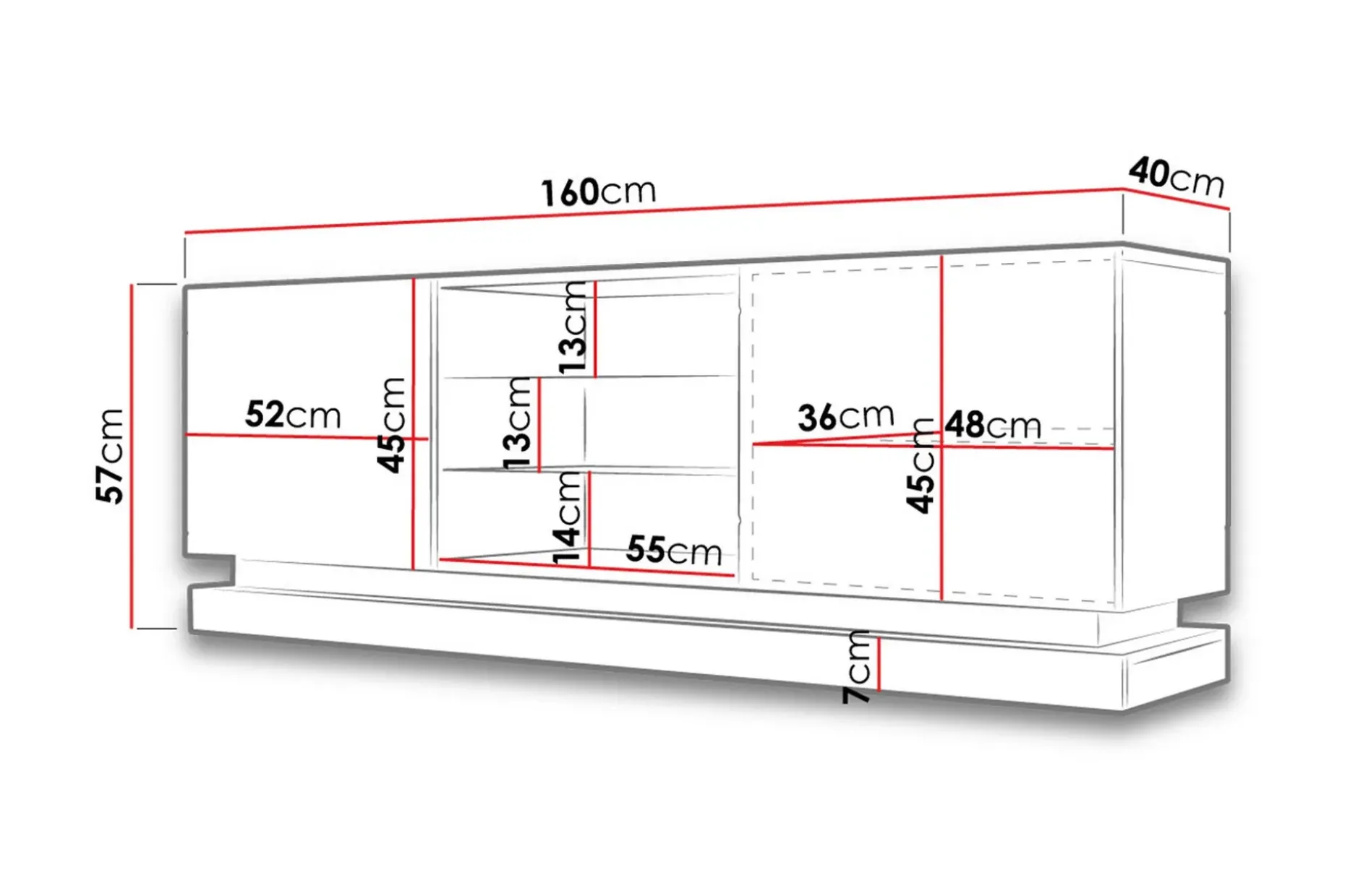 Qiu TV-Benk 40x160 cm LED-belysning
