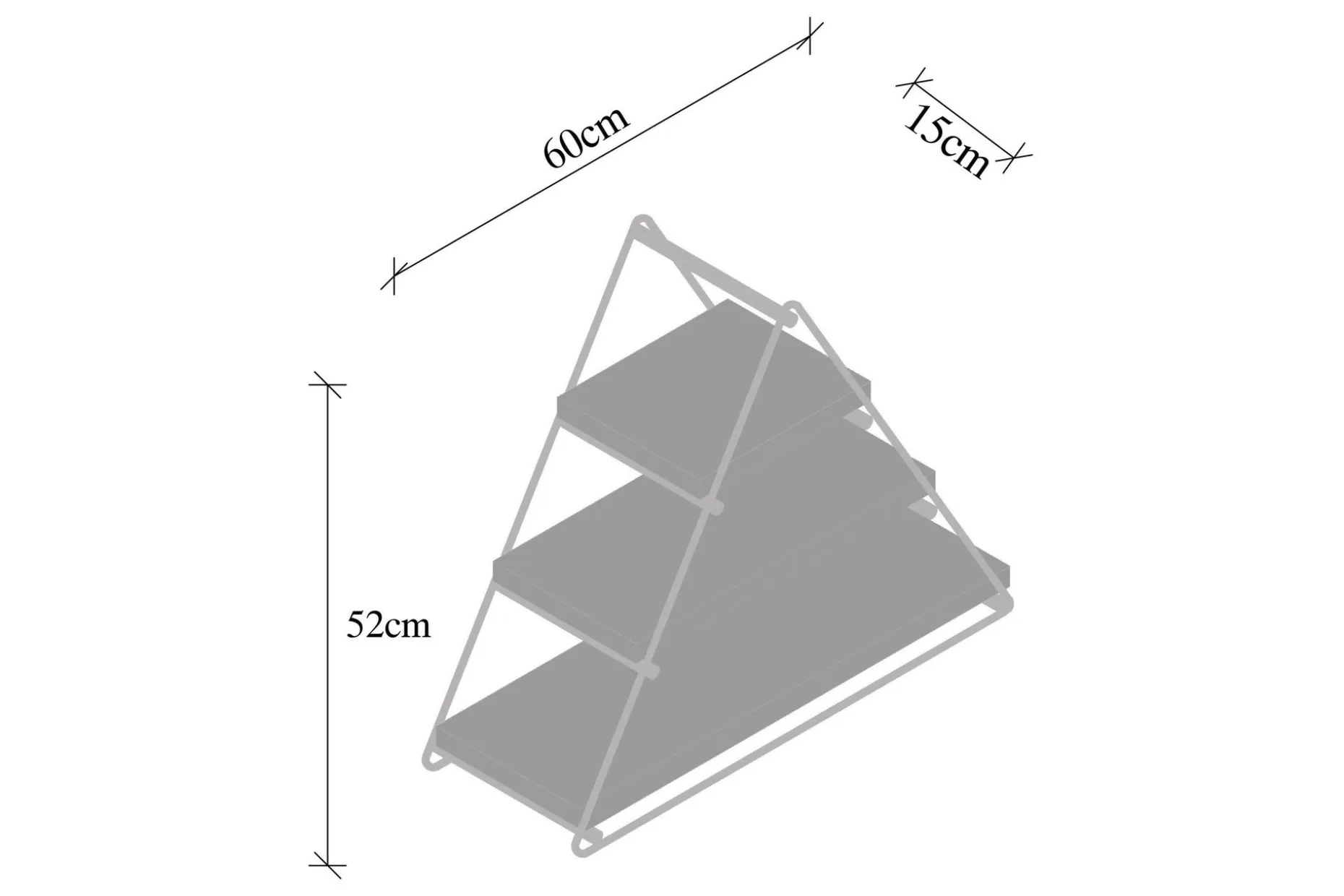 Raceme Vegghylle 60x15 cm 3 Hyller