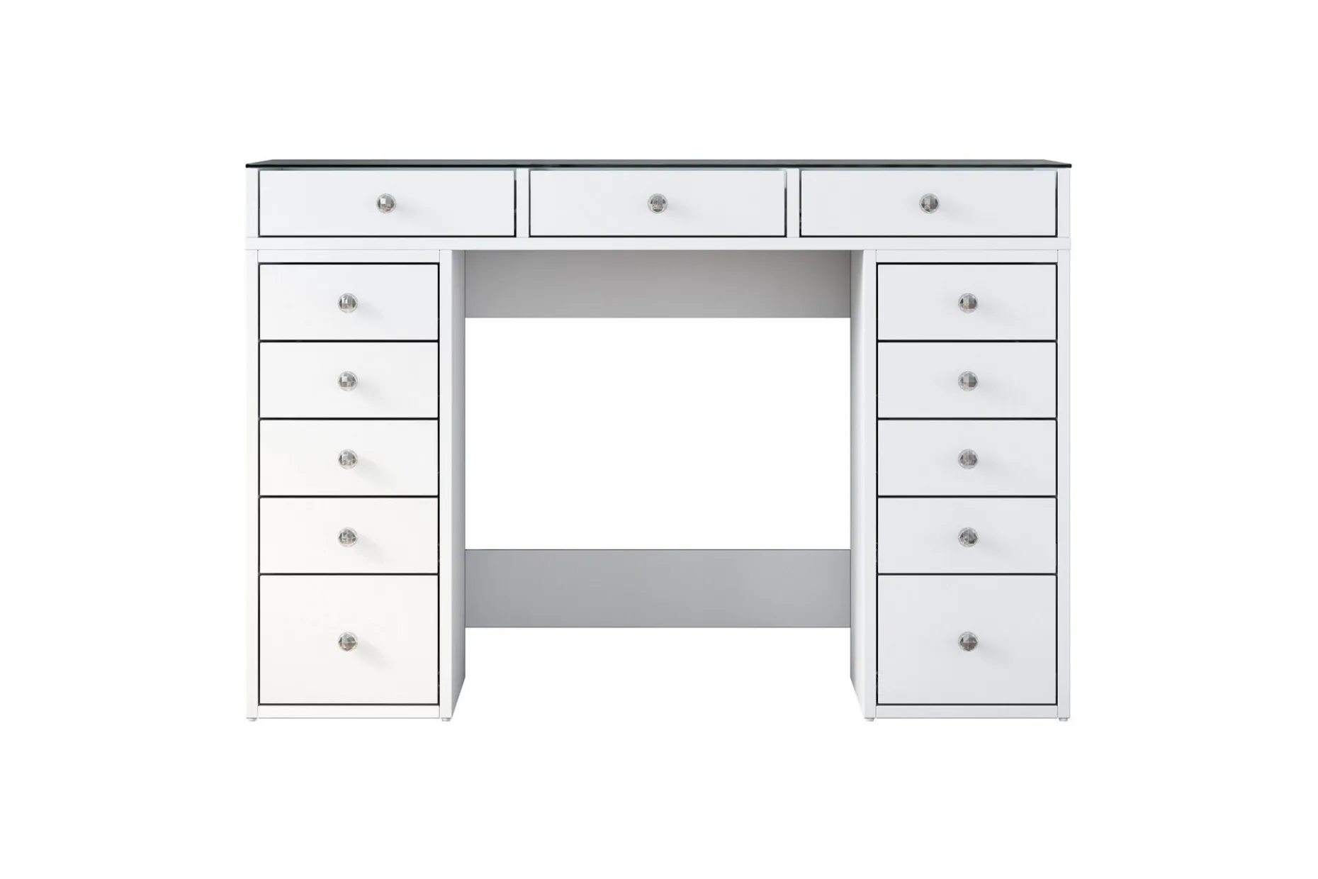 Ramender Sminkebord med Oppbevaring Bordplate i Glass 120 cm