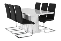 Ratliff Spisegruppe 180 cm + 6 Stoler Utvidbart med Tilleggsplate