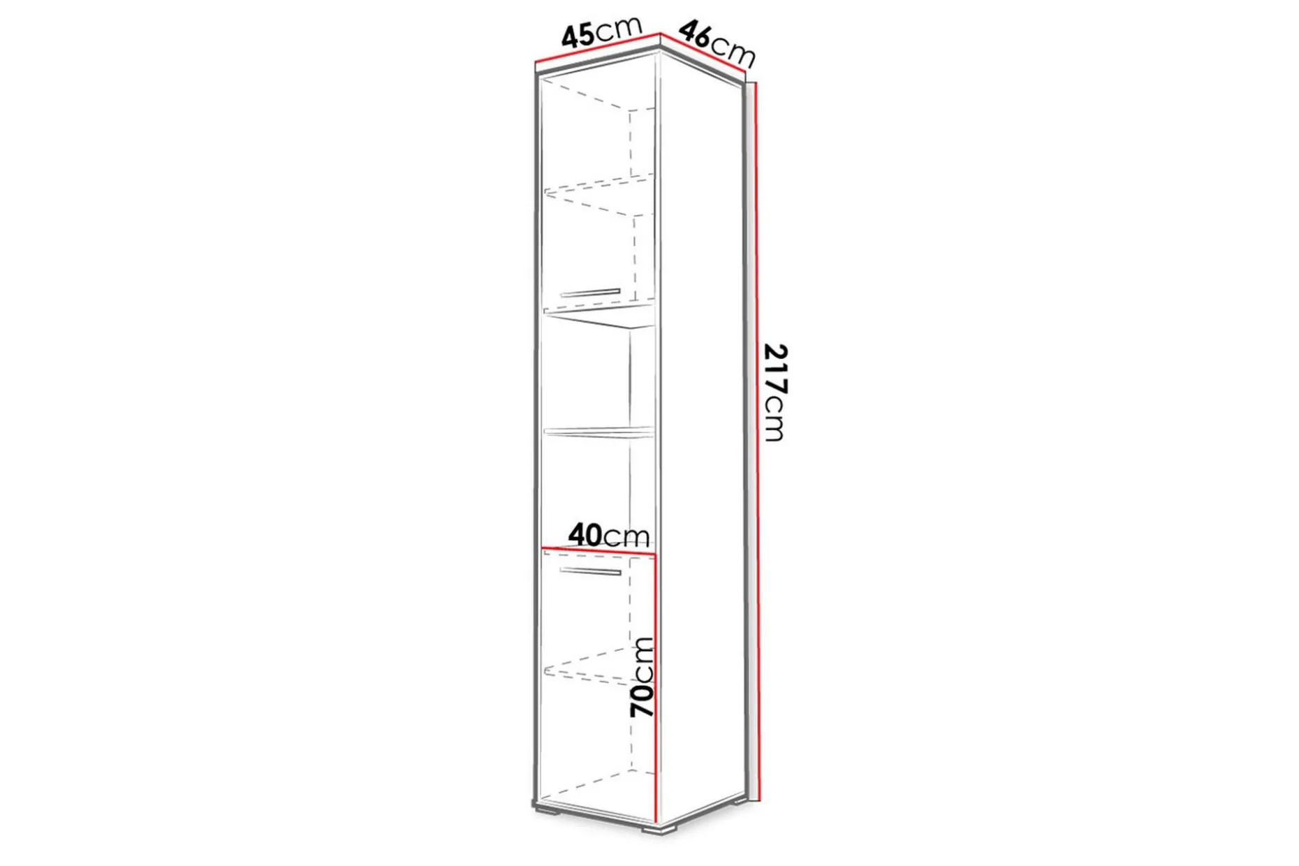 Rauk Förvaringsskåp 45 cm White High gloss 45x46x217