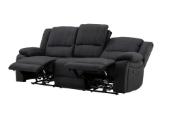 Reclinersofa med hjørne Comfort Living Singapore reclinersofa 3-seter kunstskinn Svart