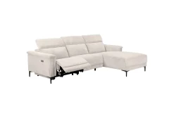 Reclinersofa med hjørne Loft24 Hjørnesofa Loft24 Lund med elektrisk recliner Hvit Høyrevendt