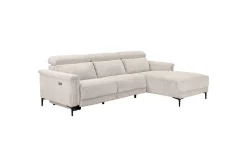 Reclinersofa med hjørne Loft24 Hjørnesofa Loft24 Lund med elektrisk recliner Hvit Høyrevendt