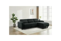 Reclinersofa med hjørne Loft24 Hjørnesofa Loft24 Skaane med manuell reclinerstol Grå Belfast-stoff