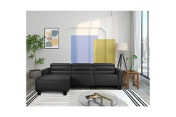 Reclinersofa med hjørne Loft24 Hjørnesofa Loft24 Carpari med manuell recliner Svart Venstrevendt Belfast-stoff