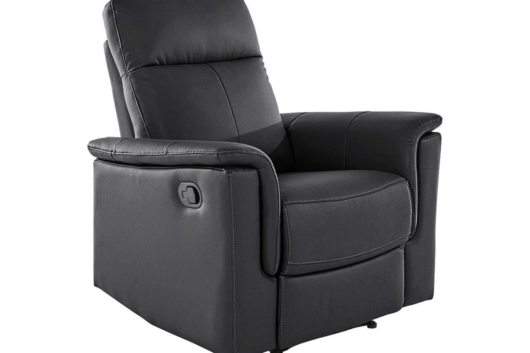 Recliner Southbrook Svart, Ekte skinn/PU/Tre/Metall, Manuell hvilestol