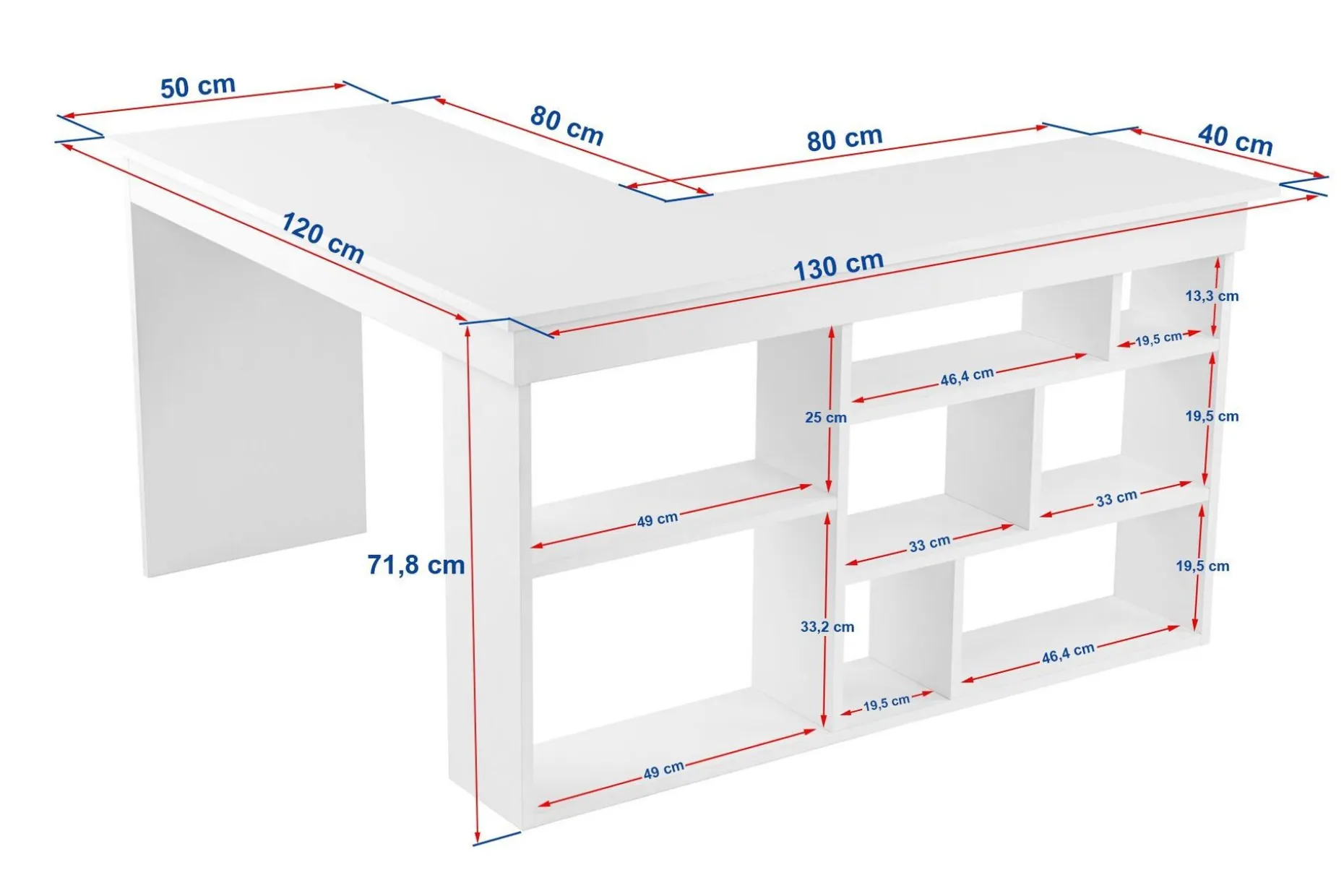 Regar Skrivebord 130x72x120 cm