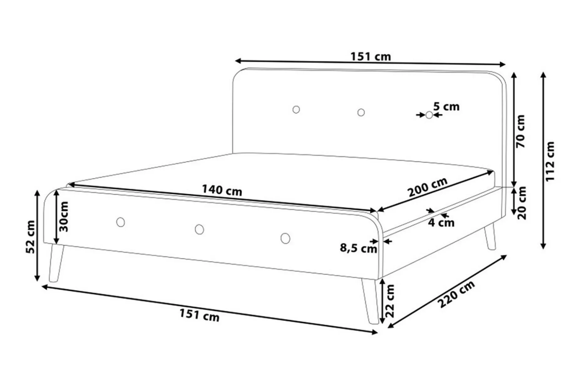 Rennes Dobbeltseng 140 | 200 cm