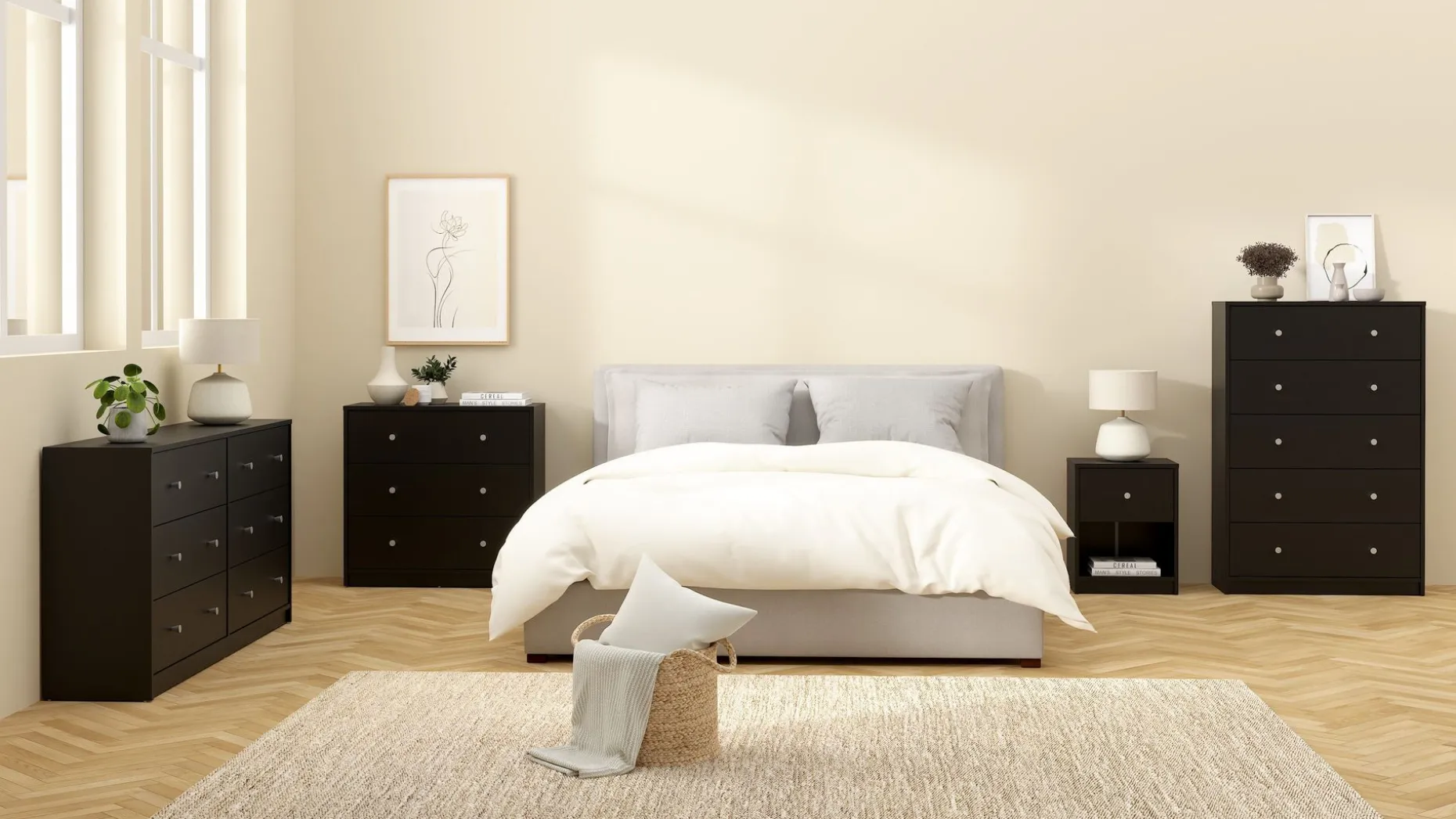Renor Kommode dobbel kommode med 6 skuffer 143x30x68 cm