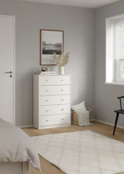 Renor Kommode med 5 skuffer Hvit 72x30x108 cm