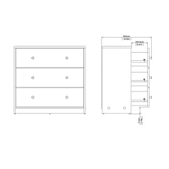 Renor Kommode 3 skuffer 72x30x68 cm