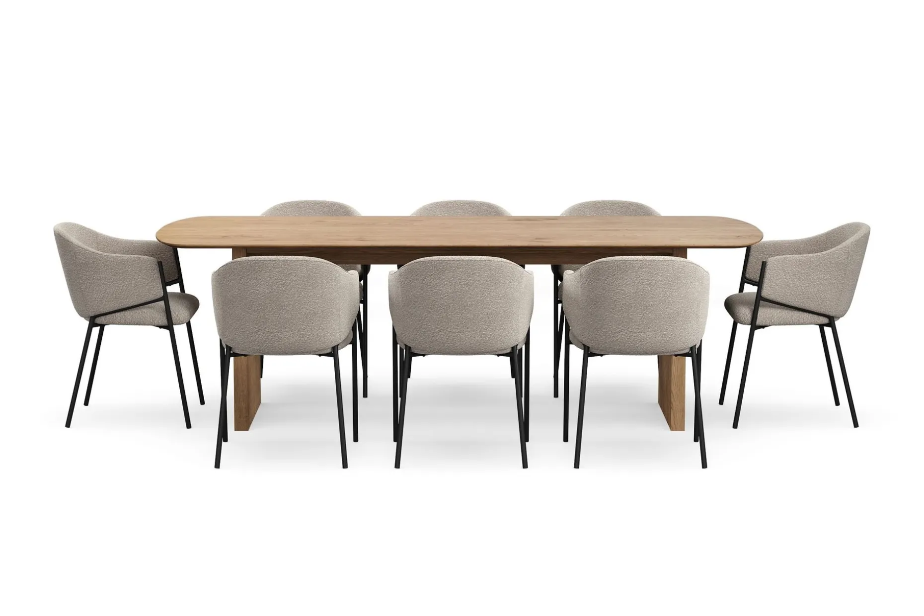 Richeto spisebord 240 cm med 8 Filip spisestoler