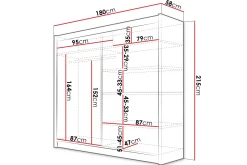 Rilievo Garderobeskap Med Speil 180x215 cm