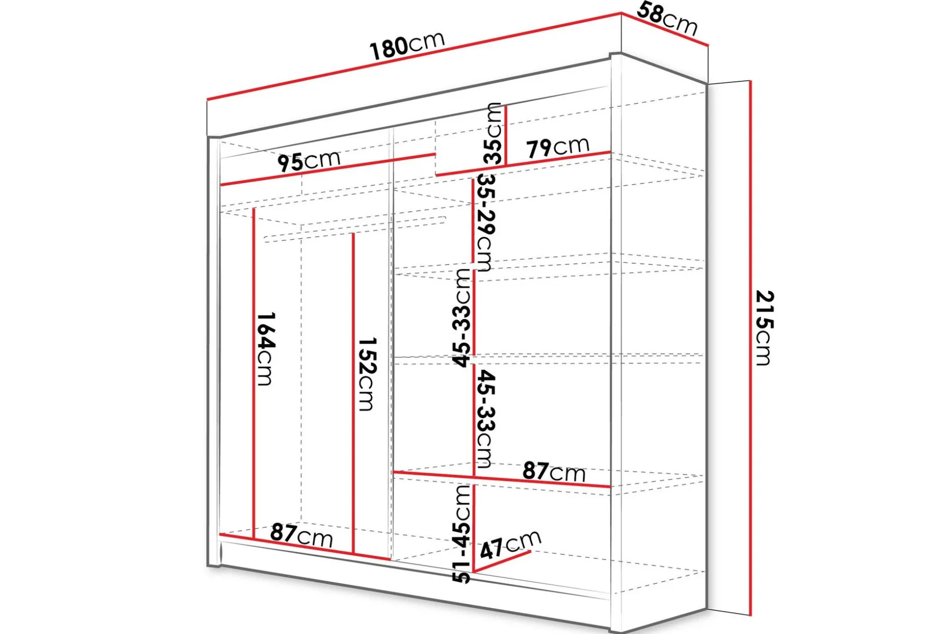 Rilievo Garderobeskap Med Speil 180x215 cm