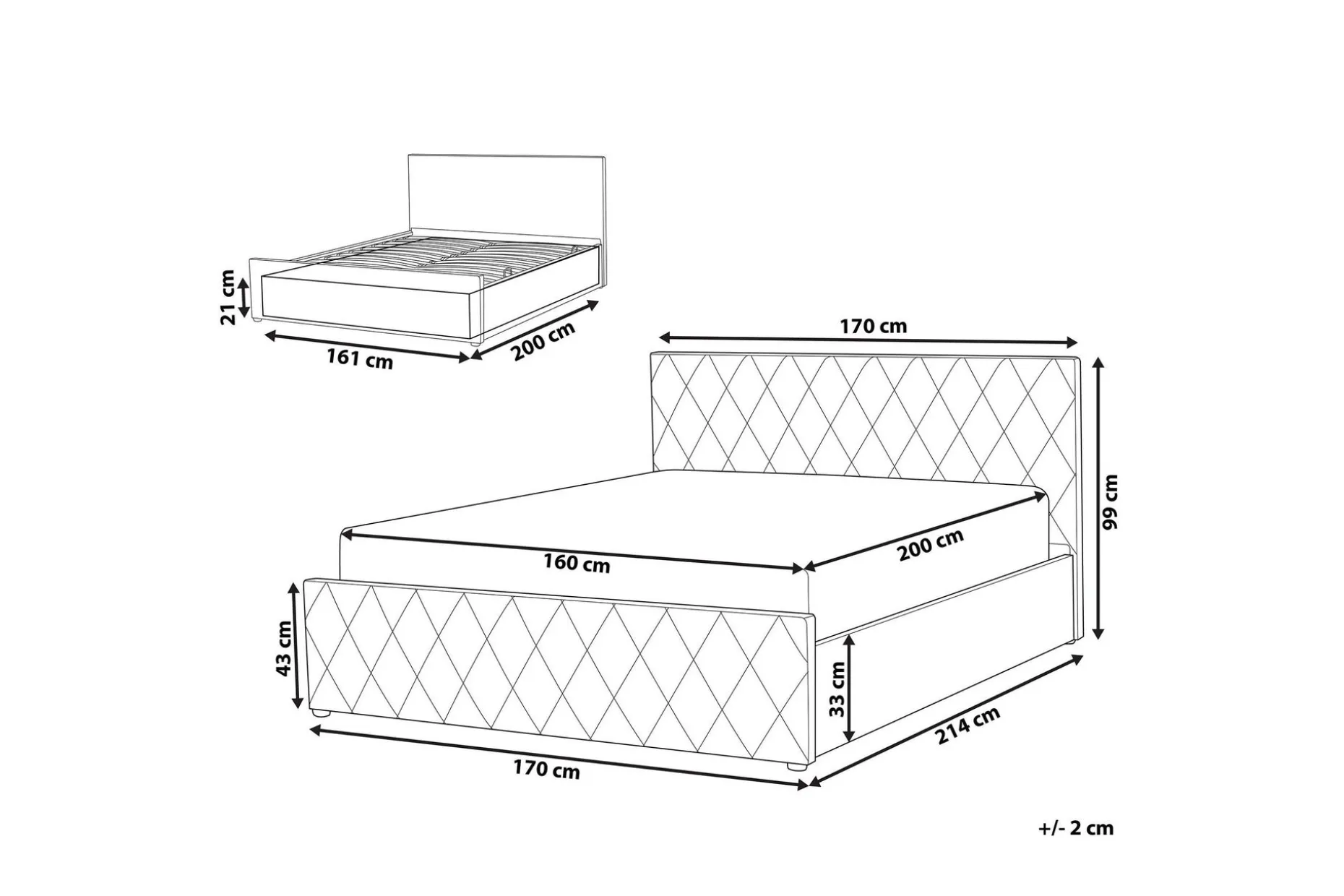 Rochefort Oppbevaringsseng 160x200 cm