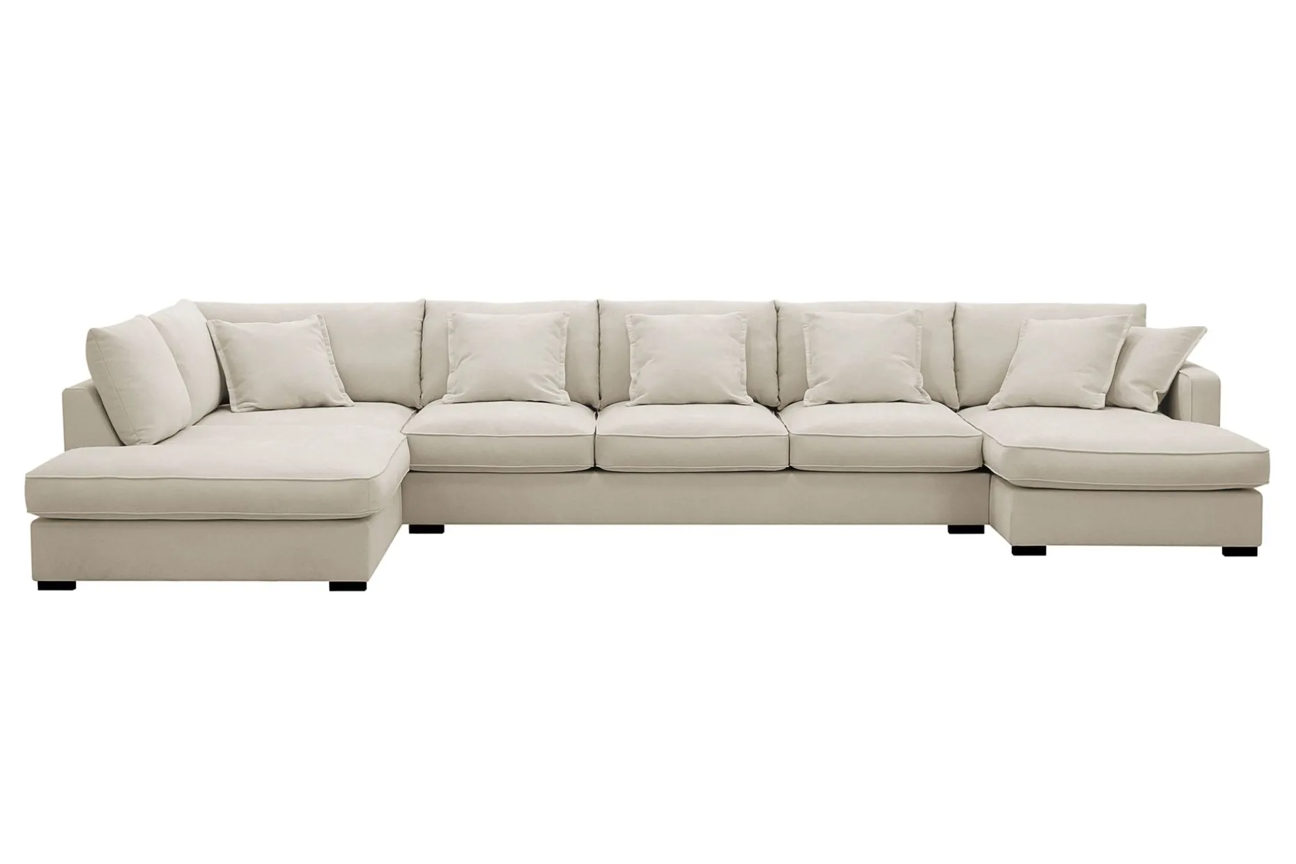 Rossita Lyx 6-seters høyrevendt U-formet ekstra dyp sofa med divan og sjeselong i stoff