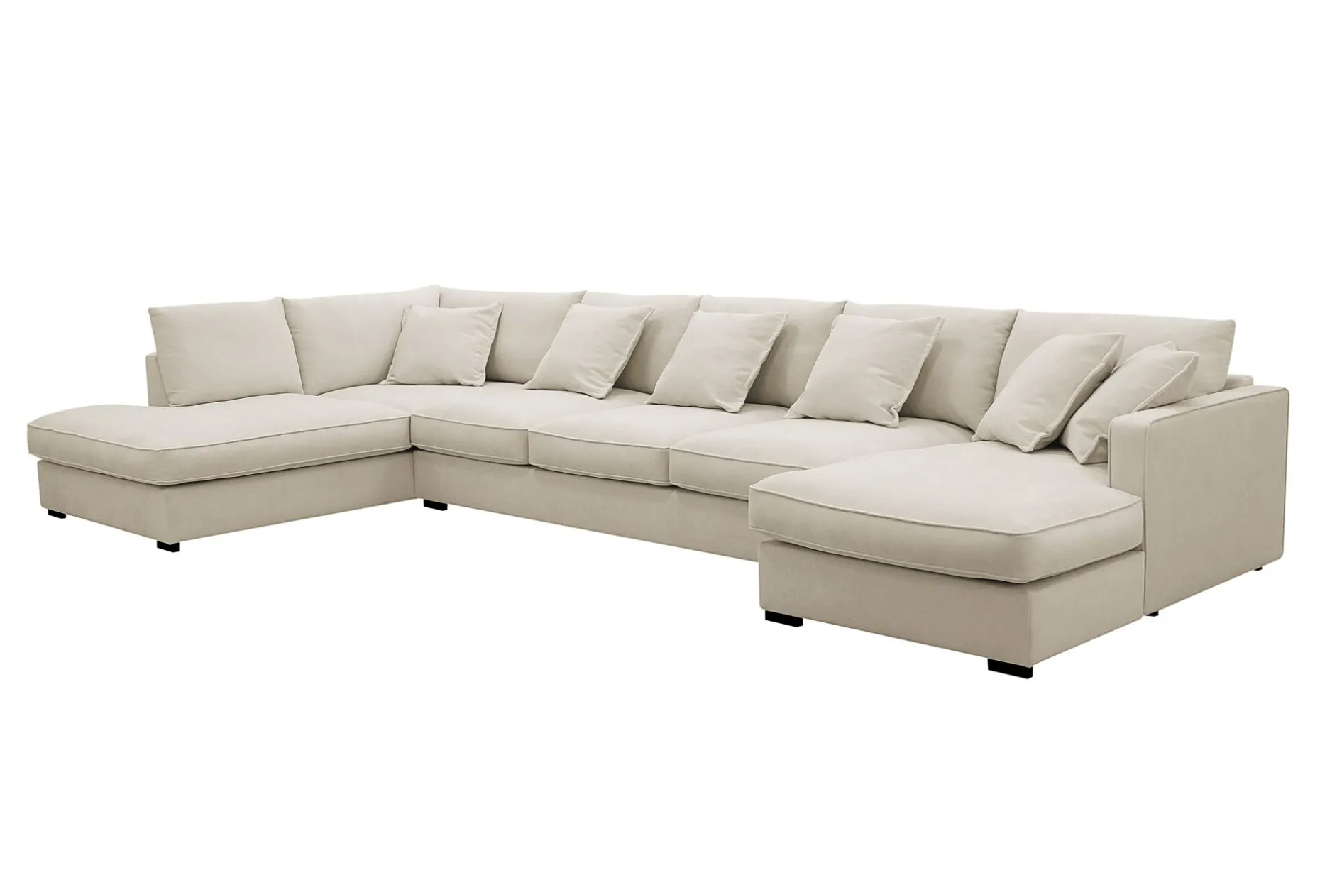 Rossita Lyx 6-seters høyrevendt U-formet ekstra dyp sofa med divan og sjeselong i stoff