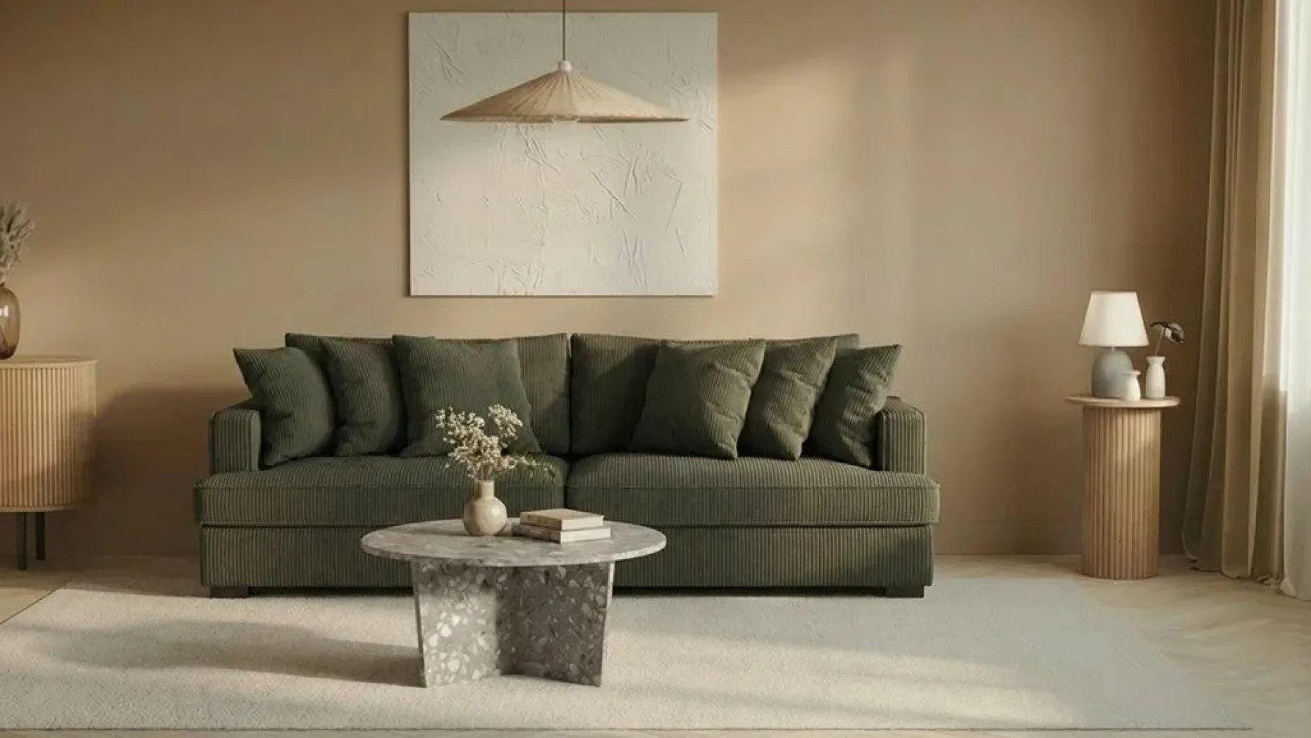 Rossita 4-seters Dyp Sofa i Kordfløyel