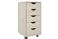 Rullecontainer Wohnling 5 skuffer foliert sponplate med hjul, moderne stil Sonoma