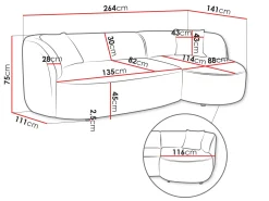 Rylian 3-seters sofa med divan
