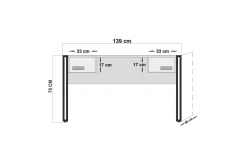 Sapphira Skrivebord 139 cm med Oppbevaring 2 Skuffer