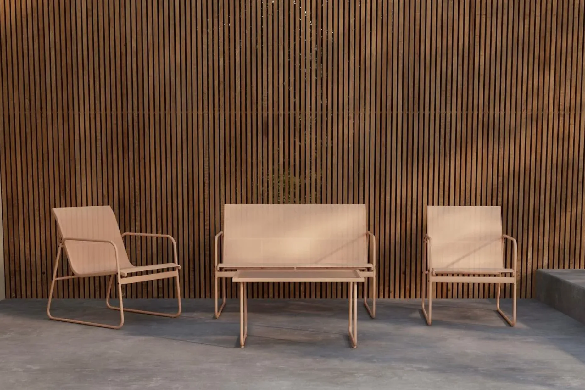Scopello sofagruppe 2-seters sofa + 2 lenestoler med bord utendørs