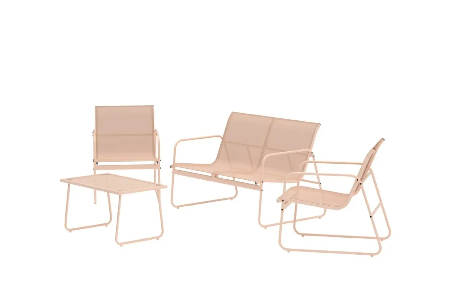 Scopello sofagruppe 2-seters sofa + 2 lenestoler med bord utendørs