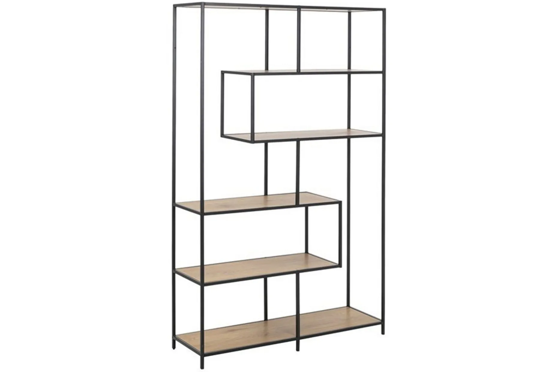 Seaford Hylle 114x35x185 cm Eik/Svart