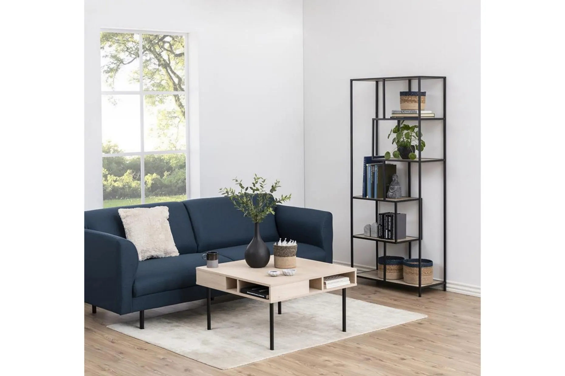 Seaford Hylle 77x35x185 cm Eik/Svart