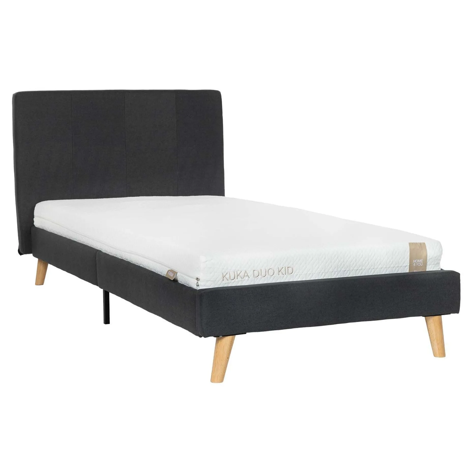 Seng HOME4YOU Juno 90x200 cm med madrass Kuka Duo Kid grå