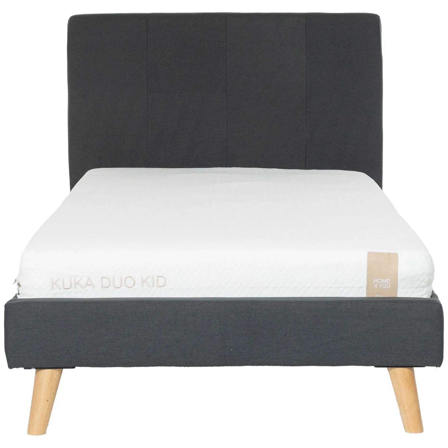 Seng HOME4YOU Juno 90x200 cm med madrass Kuka Duo Kid grå
