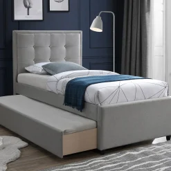Seng HOME4YOU Oswaldo 90x200 cm med to madrasser Harmony Uno Platinum grå
