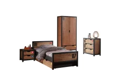 Seng med lamellbunn skuff nattbord garderobe kommode Alex