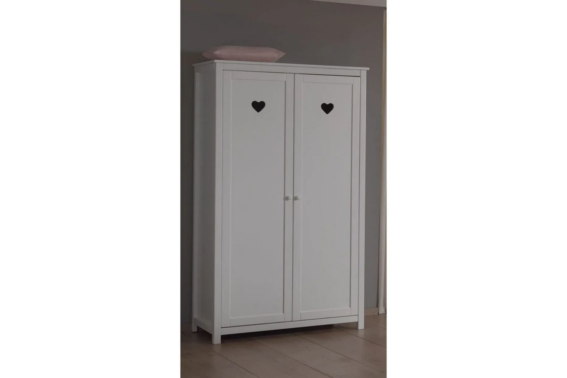 Seng med nattbord garderobe tekstilsett Amori Hvit