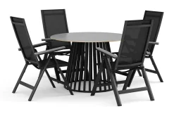Sensi utendørs spisegruppe 120 cm med 4 Maggie regulerbare stoler