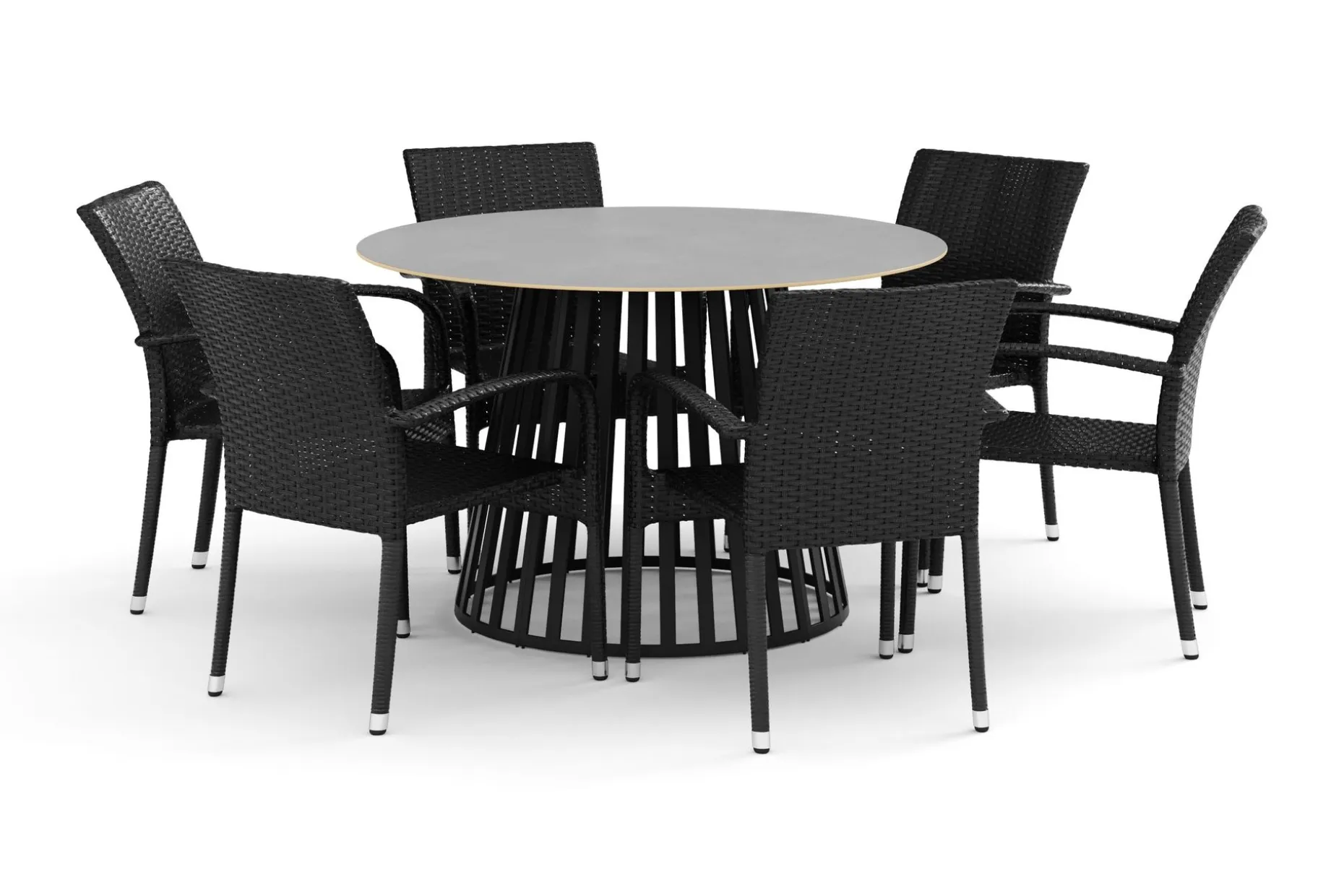 Sensi utendørs spisegruppe 120 cm med 6 Thor Light utelenestoler