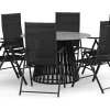 Sensi utendørs spisegruppe 120 cm med 4 regulerbare stoler