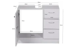 Servantensokkel Wohnling Foliert Sponplate 1 Dør 3 Skuffer Moderne