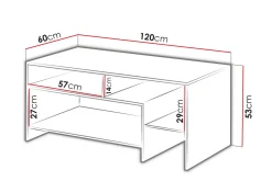 Shirley Sofabord 120 cm med Oppbevaringshyller