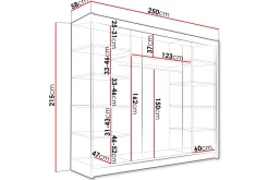 Sia Garderobe med Speil 250x215 cm