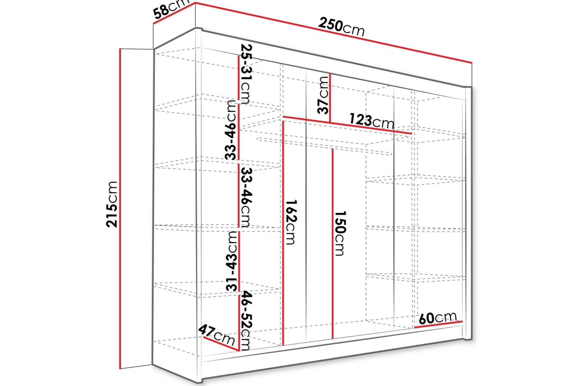Sia Garderobe med Speil 250x215 cm