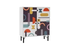 Sia Highboard 95x111 cm Hvit/Brun/Lilla/Gul