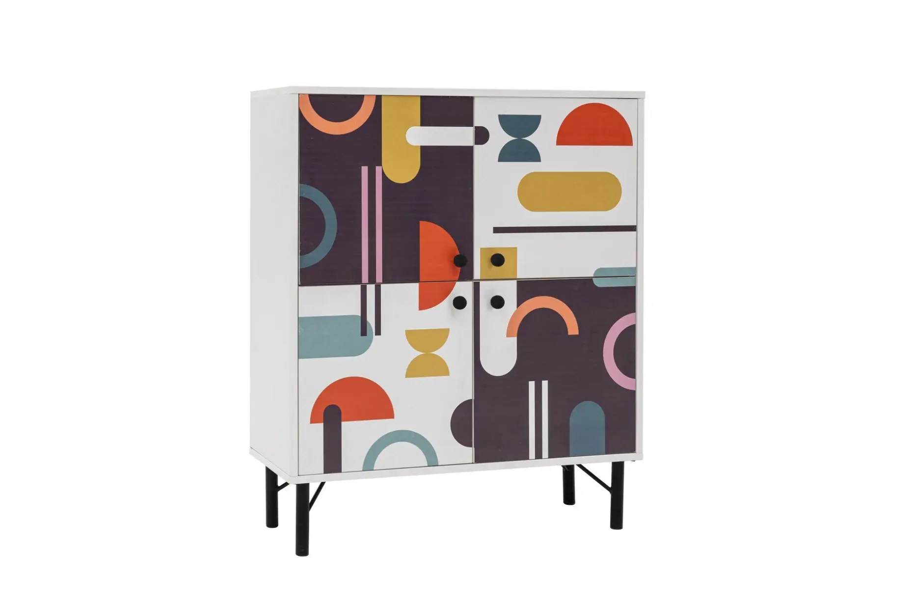 Sia Highboard 95x111 cm Hvit/Brun/Lilla/Gul
