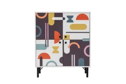 Sia Highboard 95x111 cm Hvit/Brun/Lilla/Gul