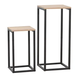 Sidebord HOME4YOU Hannes 2 stk sett 26x26x60 cm 22x22x40 cm Rustikk melamin