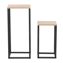 Sidebord HOME4YOU Hannes 2 stk sett 26x26x60 cm 22x22x40 cm Rustikk melamin